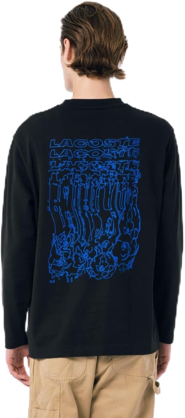 

Мужская флисовая футболка Lacoste с официальным принтом на спине TH9389-99, черный