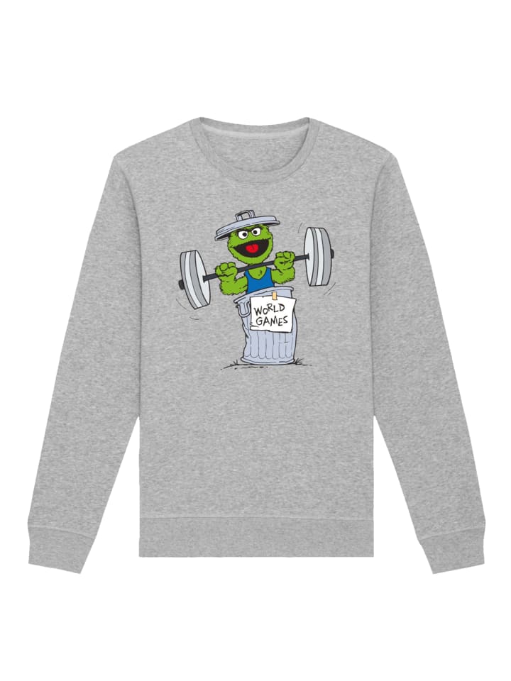 

Толстовка F4NT4STIC Sweatshirt Sesamstraße Oscar World Games, пятнистый серый
