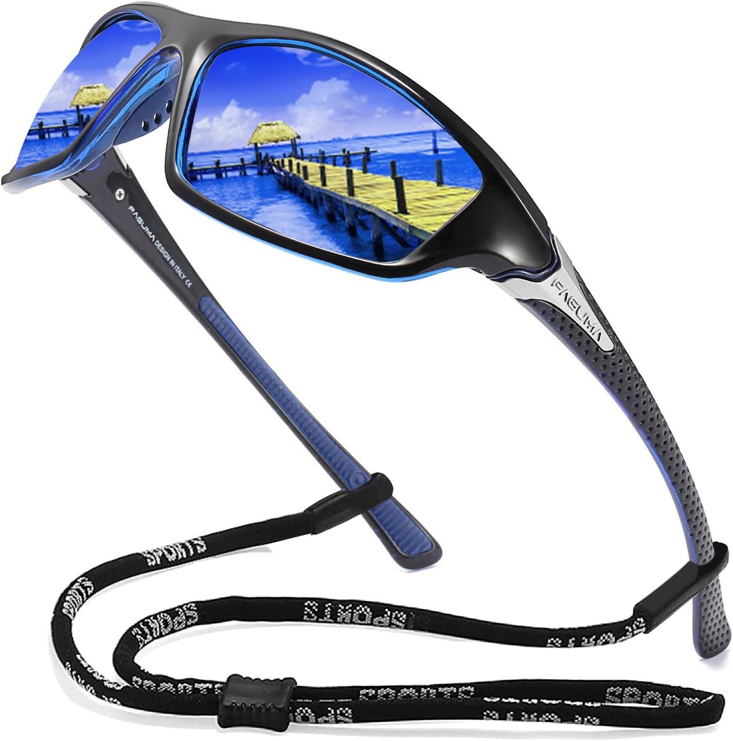 

Поляризованные спортивные солнцезащитные очки FAGUMA для мужчин, для езды на велосипеде, вождения, рыбалки, с защитой UV400, Black Mazarine Frame/Mazarine Mirrored Lens