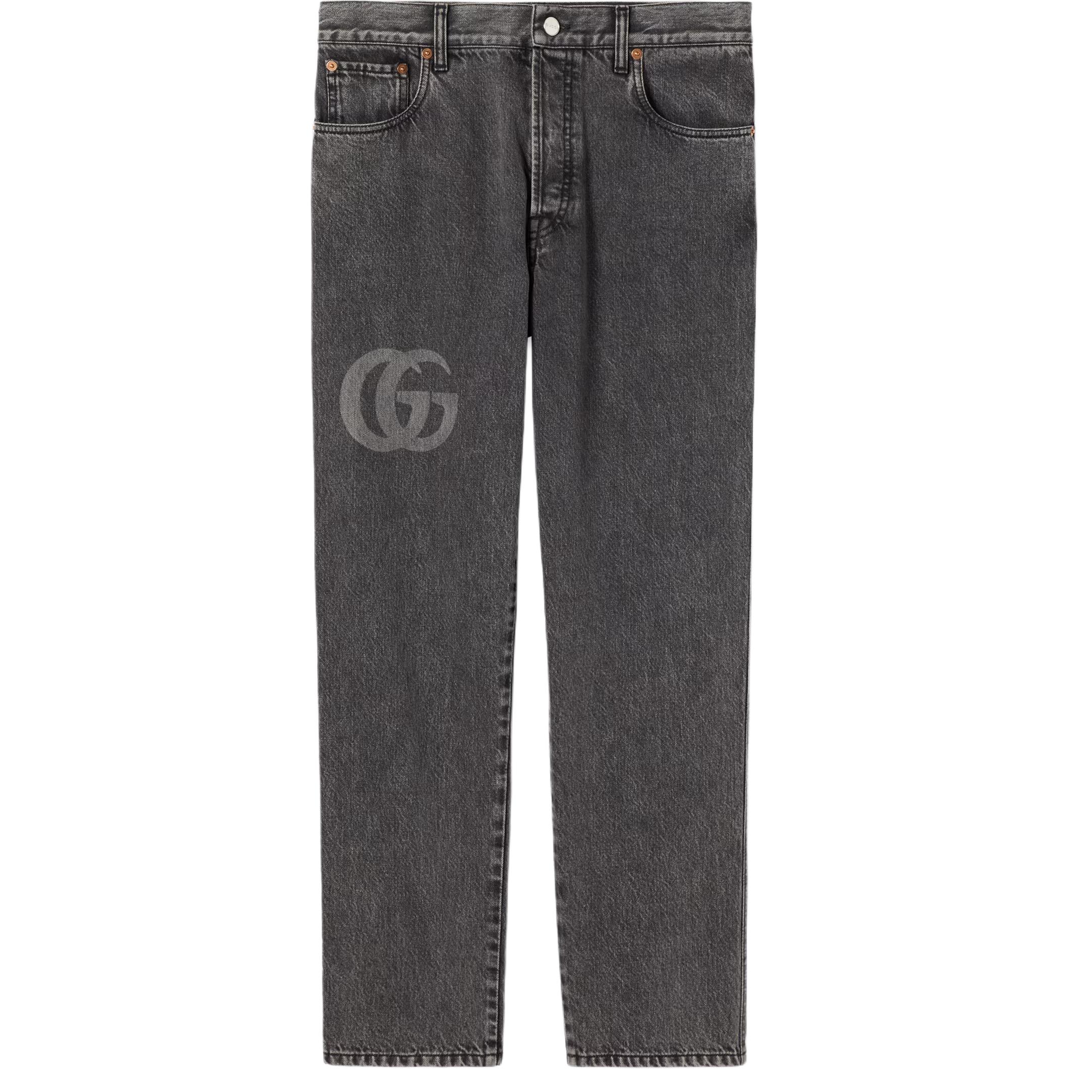 Джинсы Logo Detailed Slim Fit GUCCI, серый — фото 3