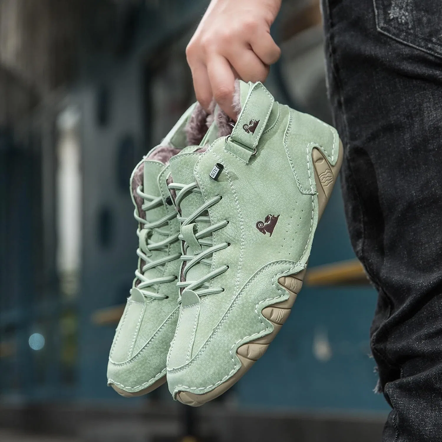Ботинки Generisch 2026 Herren-Freizeitschuhe PU-, trendige Herrenstiefel, kurze Stiefel, Stiefeletten, Light Green — фото 2