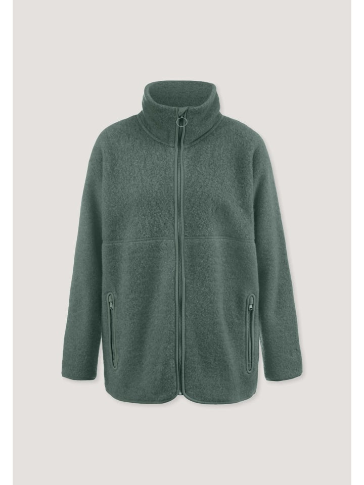 

Куртка из шерстяного флиса елового цвета Hessnatur
