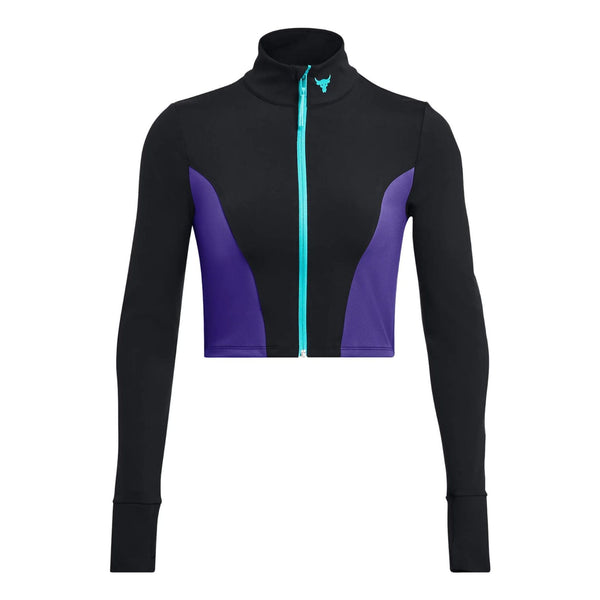 

Футболка project rock letsgo crop full zip t-shirt 'black purple' Under Armour, черный