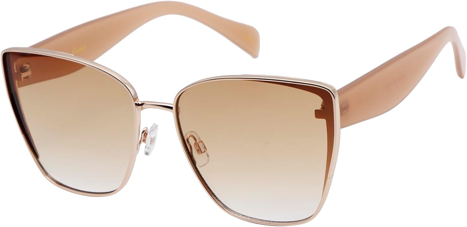 

Крупные женские солнцезащитные очки «кошачий глаз» в металлической квадратной оправе, модные, классические, с защитой от УФ-излучения UV400 Ovaikryl, Golden Frame Jelly Brown Lense