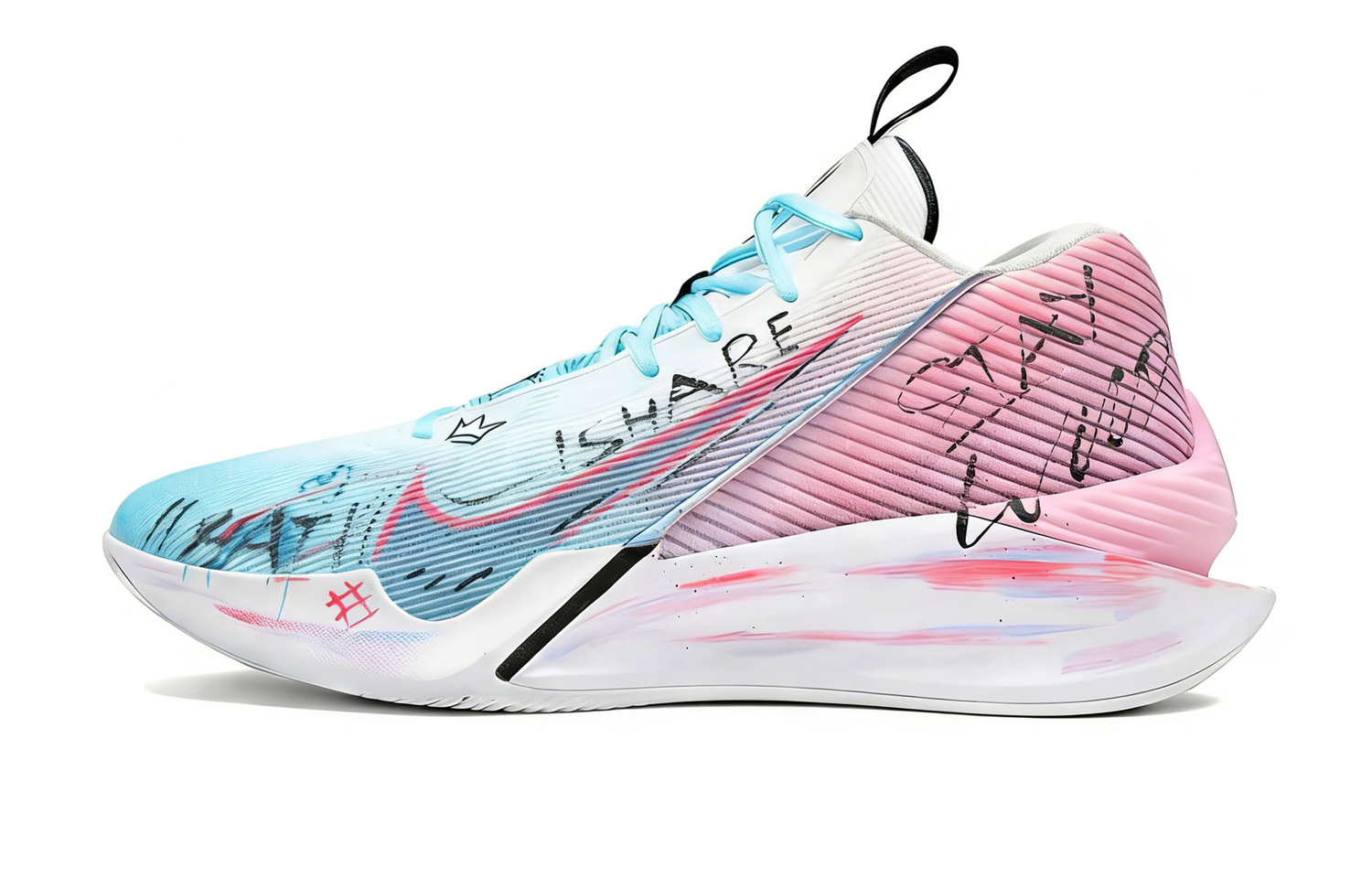 

Nike Баскетбольные кроссовки GT Jump Academy Graffiti Rainbow с амортизацией и радужной расцветкой, высокие, унисекс, синий