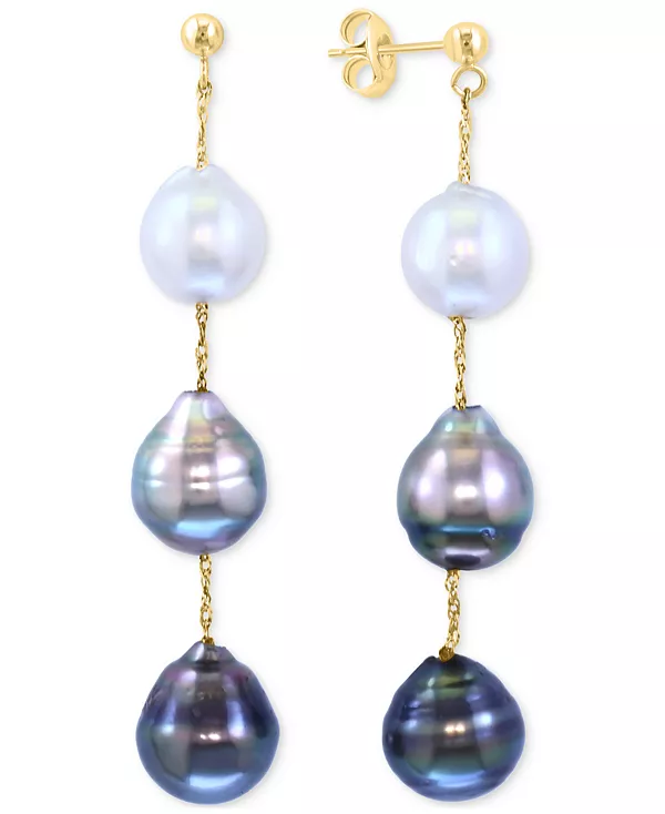 

Серьги Effy с культивированным черным таитянским жемчугом (9 мм) и культивированным белым южноморским жемчугом (8 мм) из 14-каратного золота Effy Collection, gold