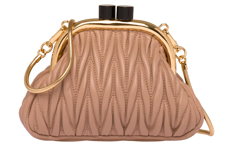 

Miu Miu Женская сумка-мессенджер BELLE из мягкой овечьей кожи, коричнево-бежевого цвета