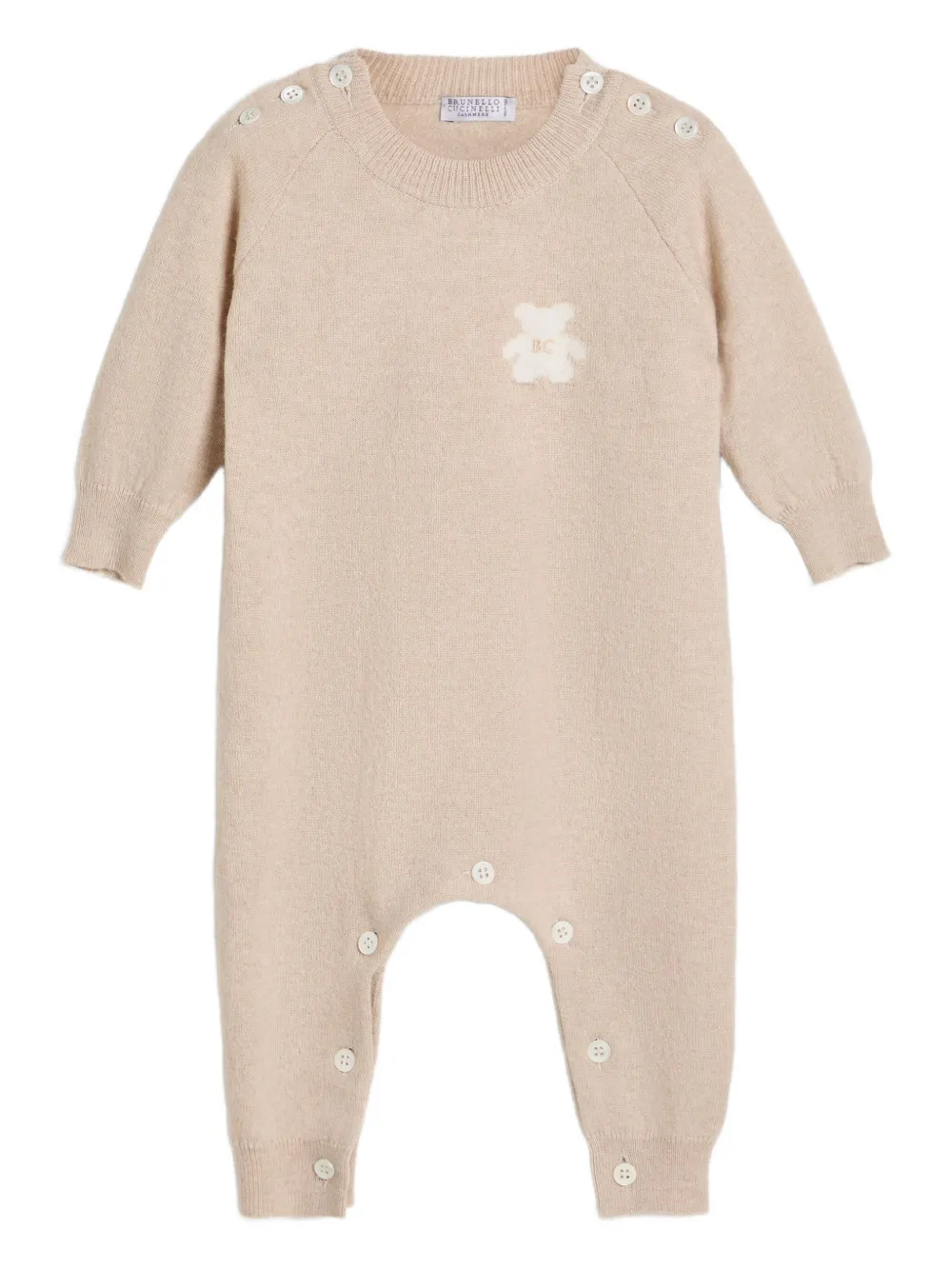 

Кашемировый ромпер с аппликацией Brunello Cucinelli Kids, нейтральный