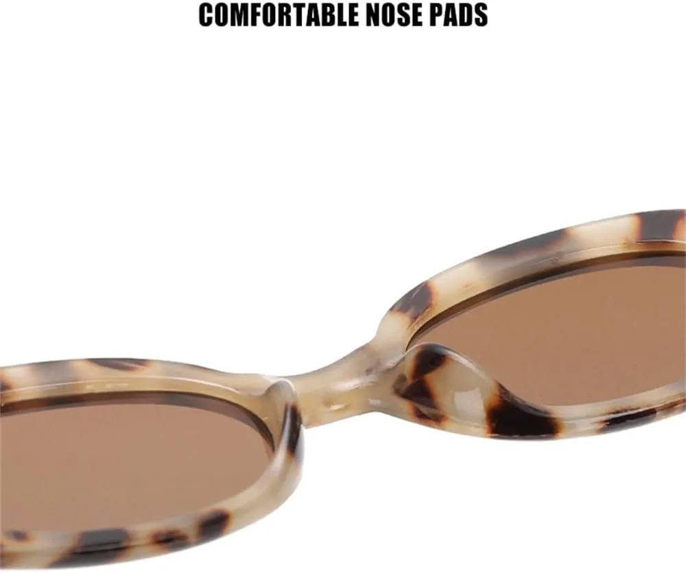 

Ретро овальные солнцезащитные очки в маленькой оправе для женщин и мужчин, готические очки с защитой от УФ-излучения UV400, модные овальные линзы MUTYNE, Leopard Gray