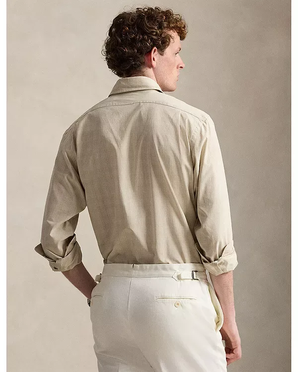 Классическая рубашка из поплина в клетку «глен плейд» Polo Ralph Lauren, Beige/White — фото 3