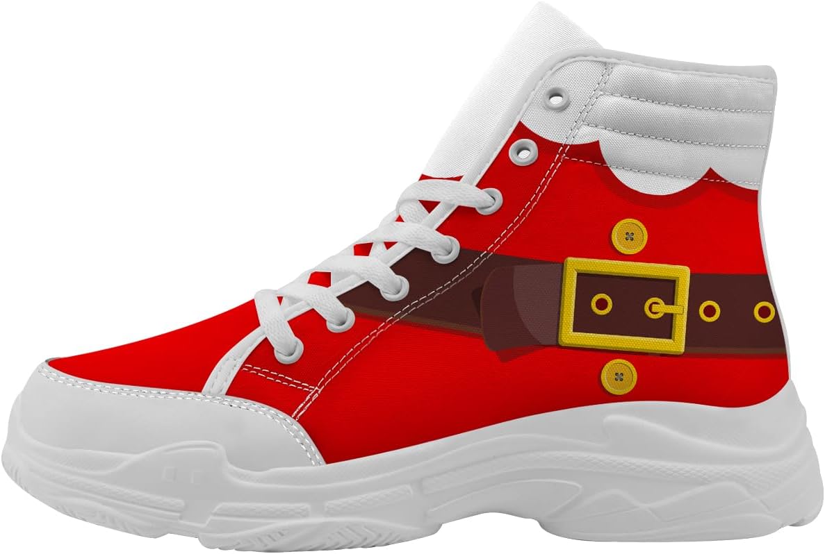 

Рождественские высокие кеды для женщин, тканевые кроссовки на платформе со шнуровкой, подарки для нее и для него Generic, белый/красный