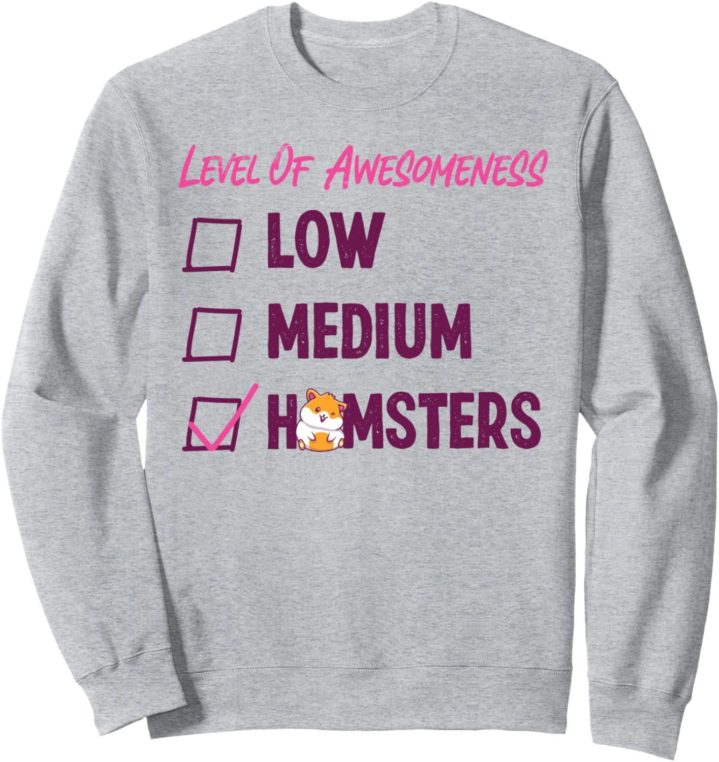 

Милый хомячок, уровень «Потрясающий», низкий/средний, толстовка с хомячком Hammy I Love Hamster Hs0, серый