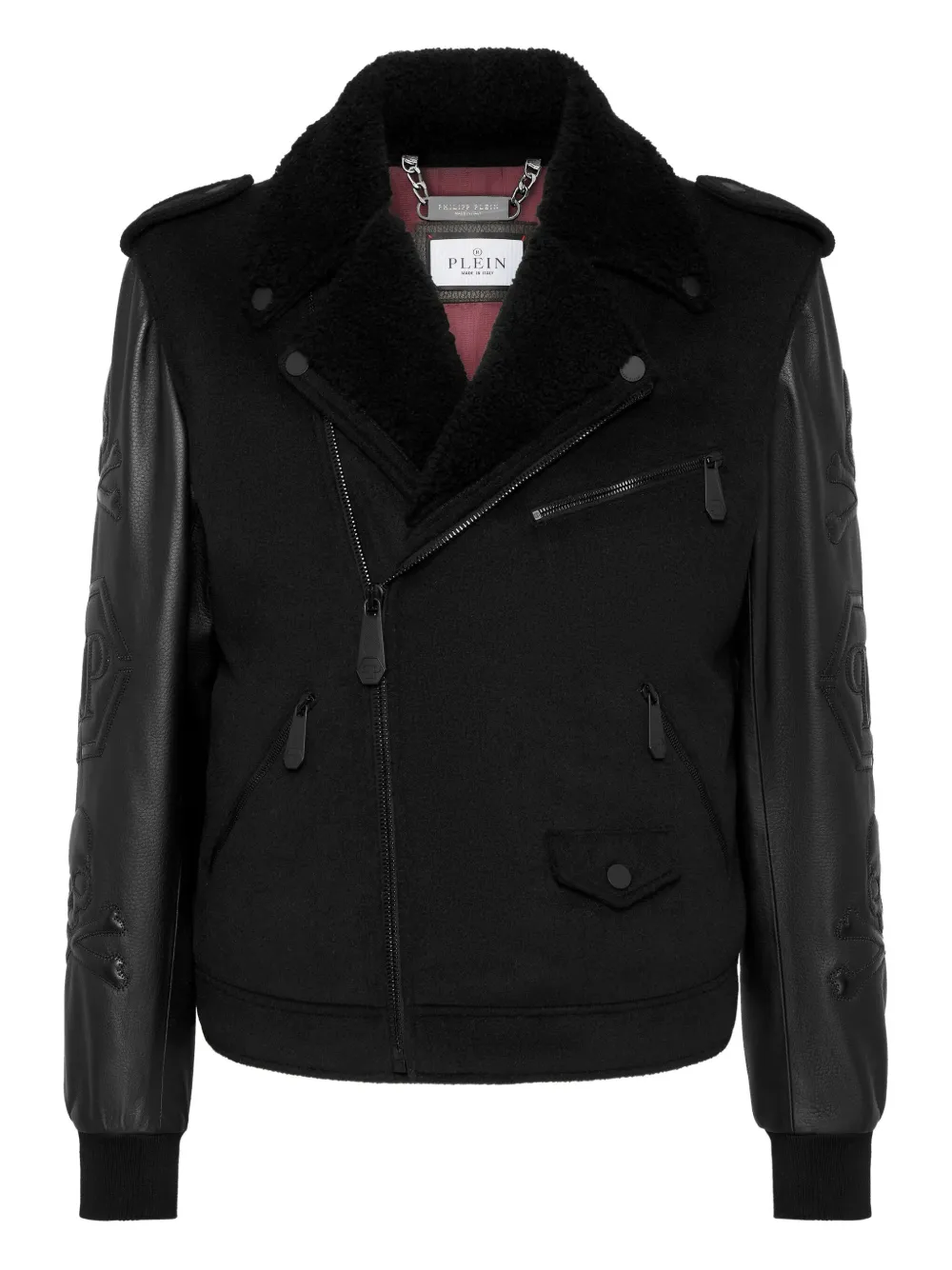 

Байкерская куртка с декором Skull Philipp Plein, черный