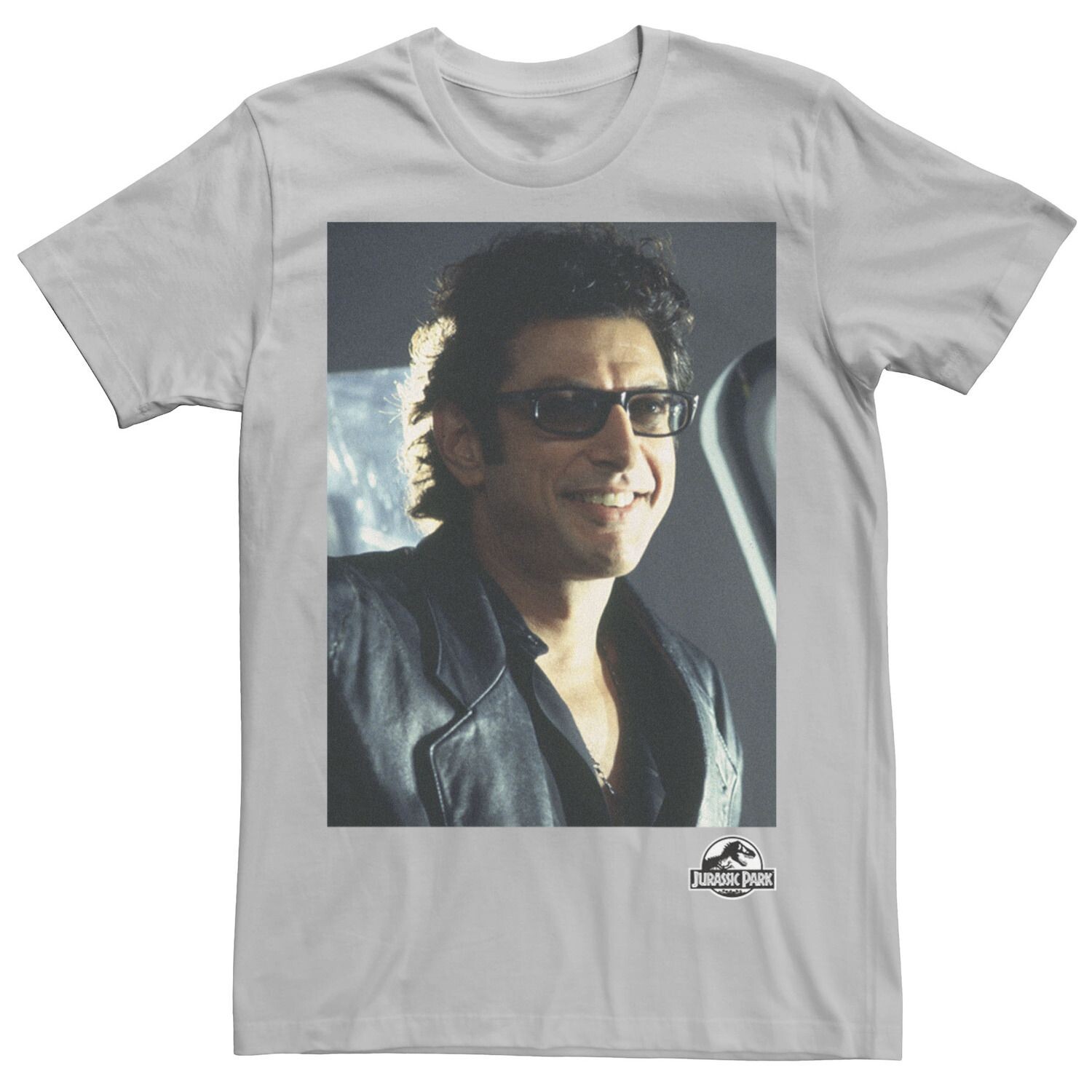 

Мужская футболка с рисунком Парк Юрского периода Goldblum Sly Smile Licensed Character, серебристый