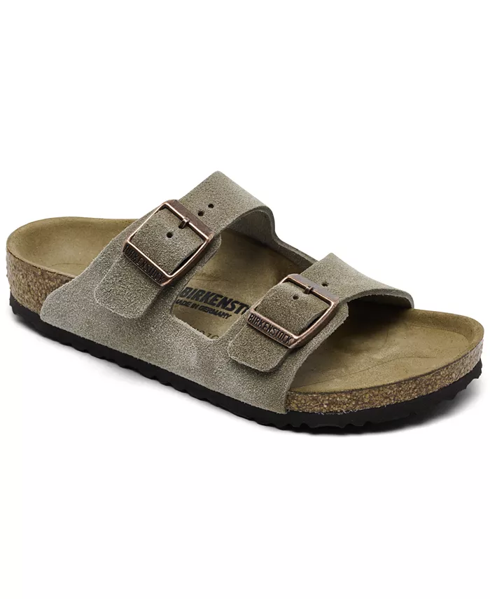 

Сандалии из замши и кожи Arizona для малышей от Finish Line Birkenstock, коричневый/бежевый