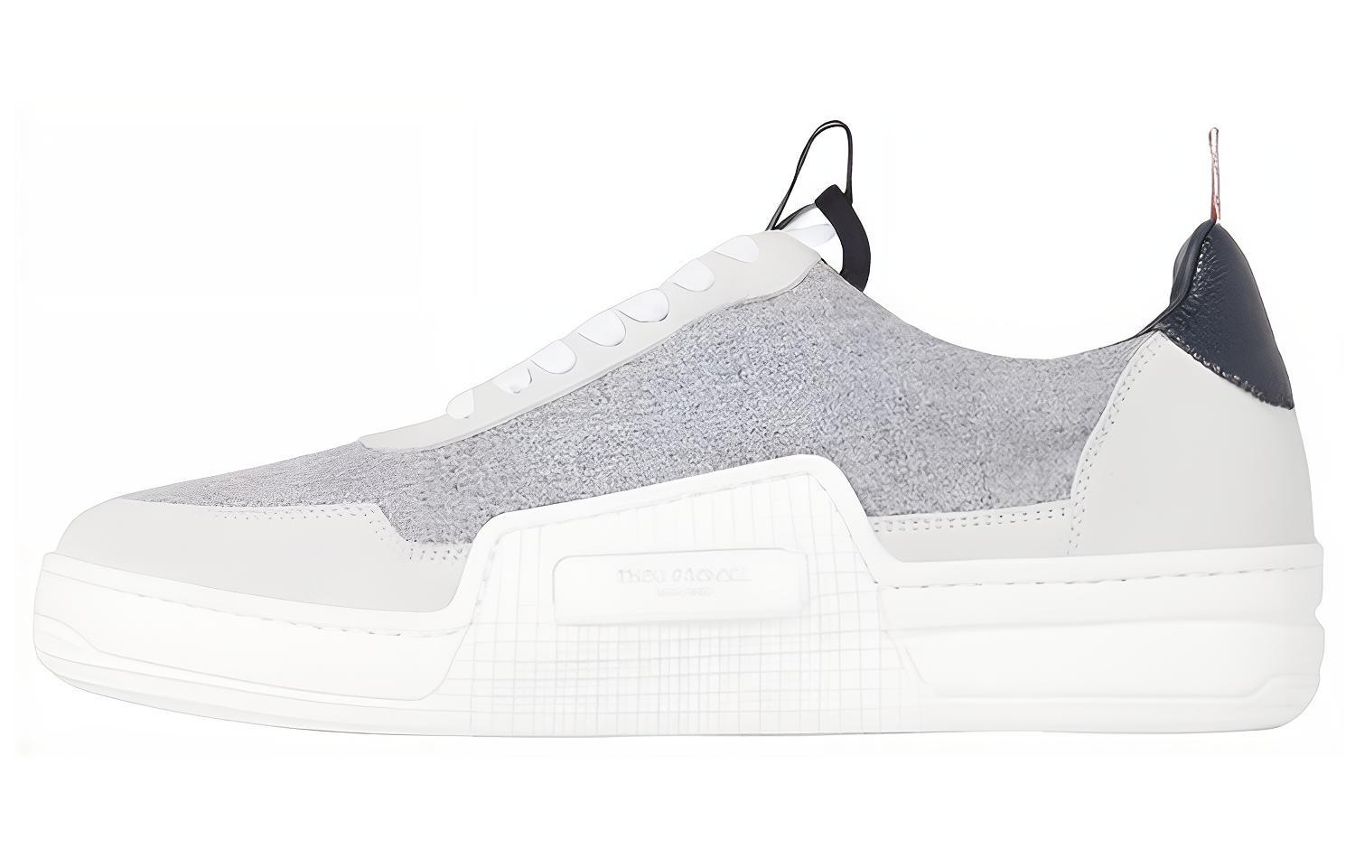 

Стильные скейтерские кроссовки мужские бело-серые THOM BROWNE