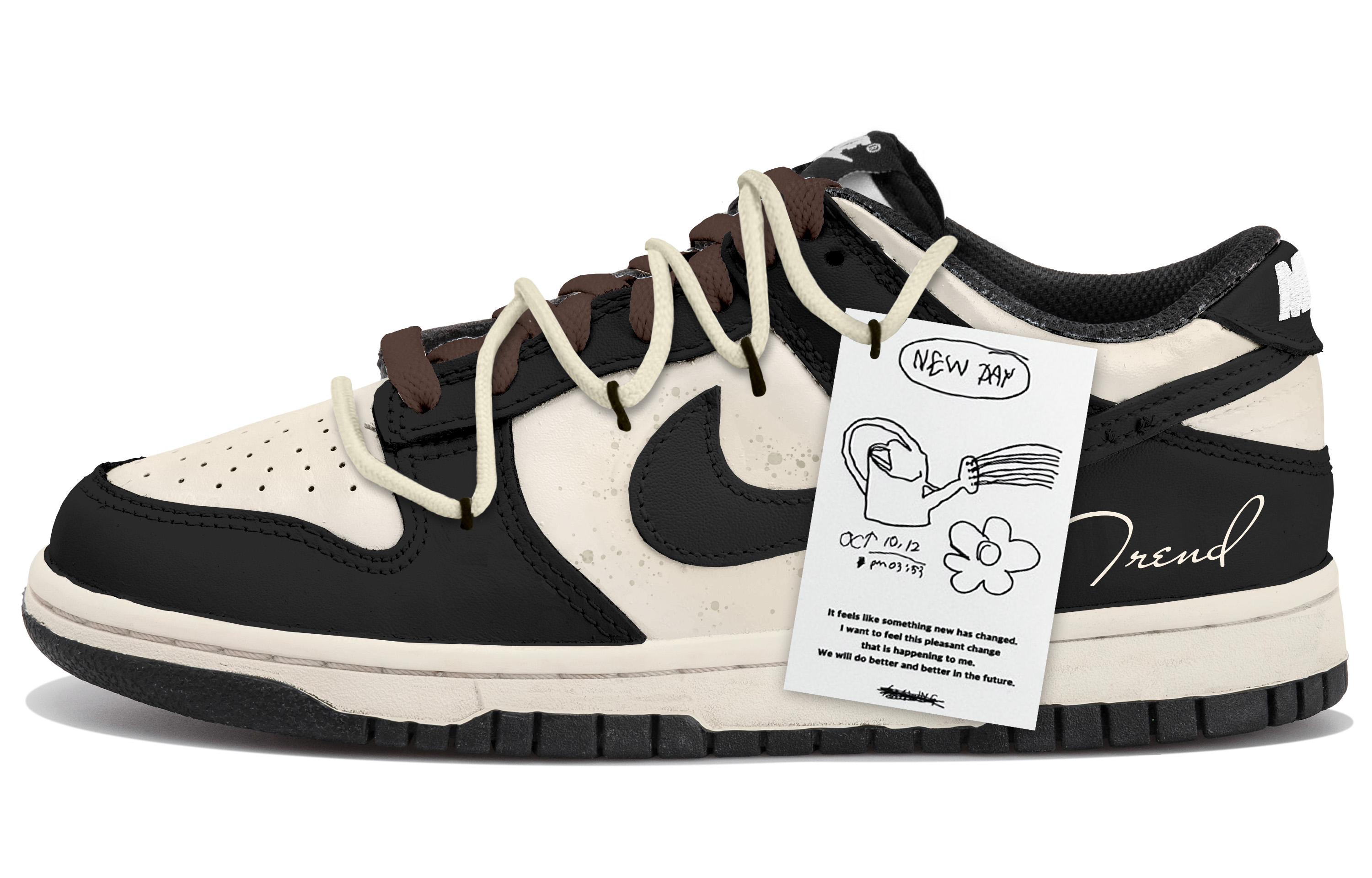 

Nike Кроссовки для скейтбординга Dunk Anti Slip, износостойкие, низкие, мужские, бежево-черные