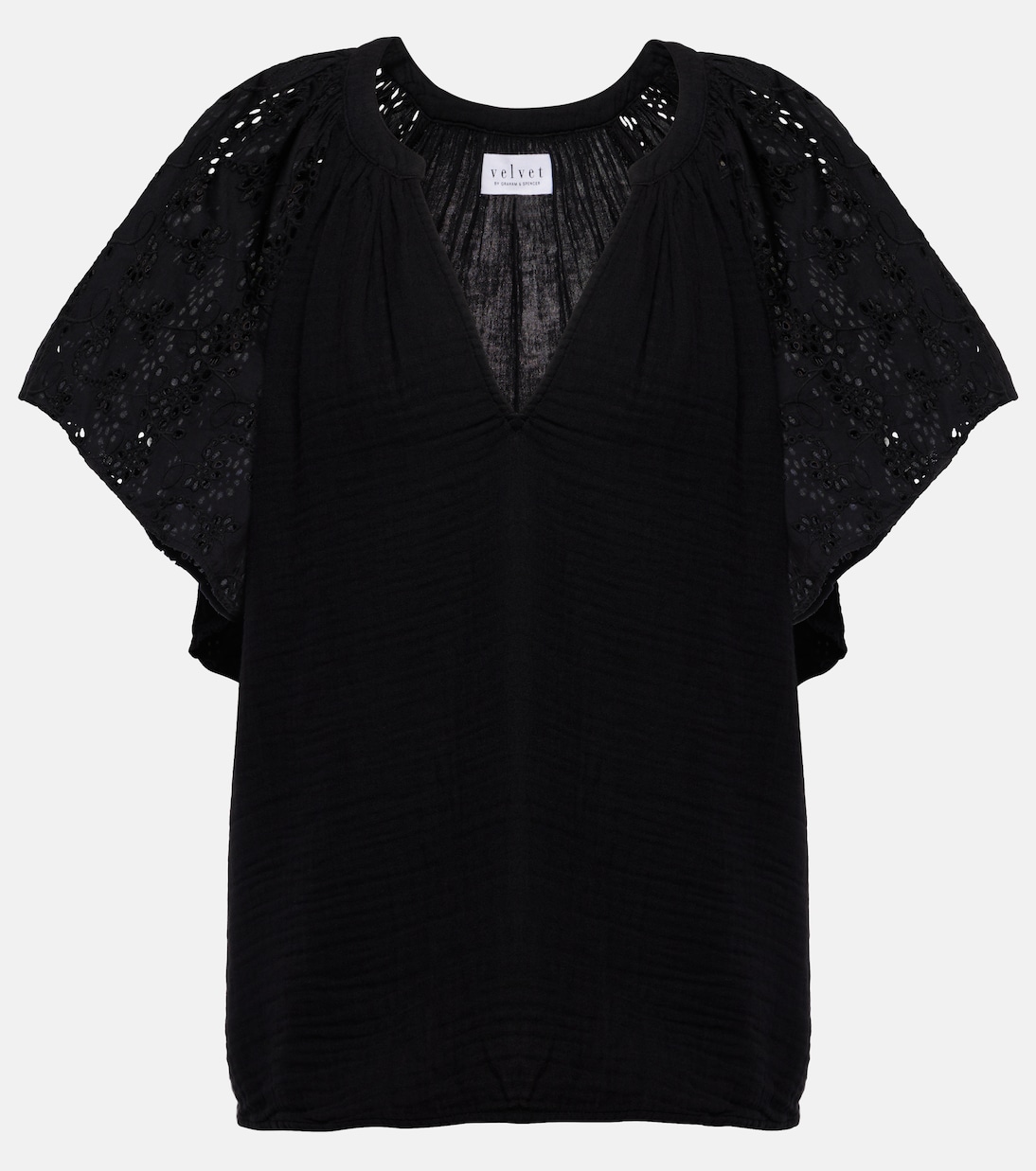 

Хлопковый топ с вышивкой Tish Velvet, черный