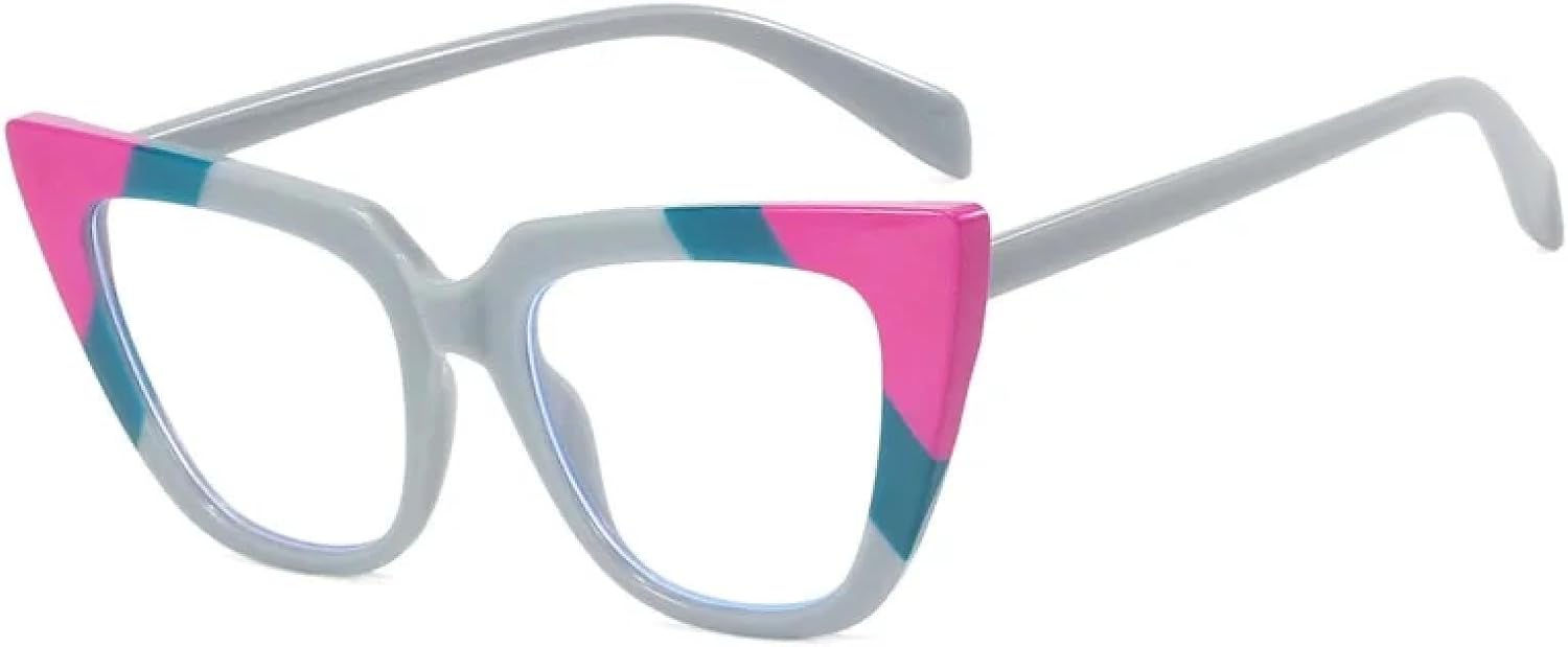 

Солнцезащитные очки с защитой от УФ-излучения UV400 | Цветная оправа «кошачий глаз», прозрачные линзы | Для женщин и мужчин, для занятий спортом на открытом воздухе и вождения DSVIGF, Grey