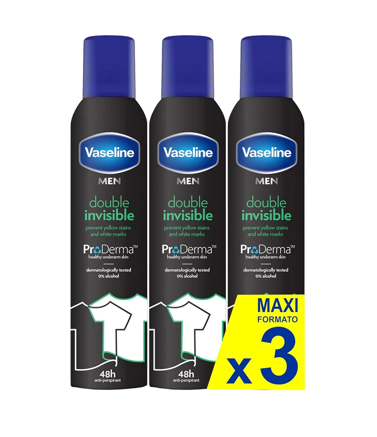 Мужской антиперспирант-спрей Vaseline Double Invisible Pro-derma, 250 мл, 3 штуки Vaseline
