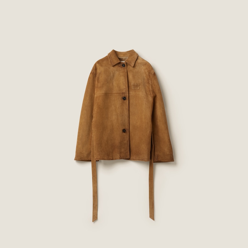 

Кожаная куртка Miu Miu, серый