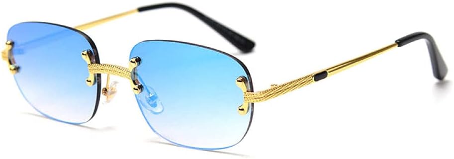 

Солнцезащитные очки прямоугольной формы без оправы для женщин, роскошные солнцезащитные очки, маленькие, без оправы, зеркальные, из сплава, розово-коричневые MUTYNE, C4