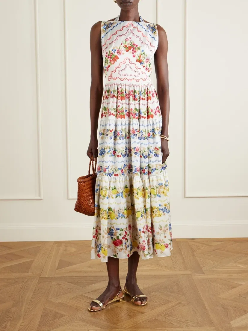 Длинное платье Sophia из тканого материала с цветочным принтом Mary Katrantzou, мультицвет — фото 2
