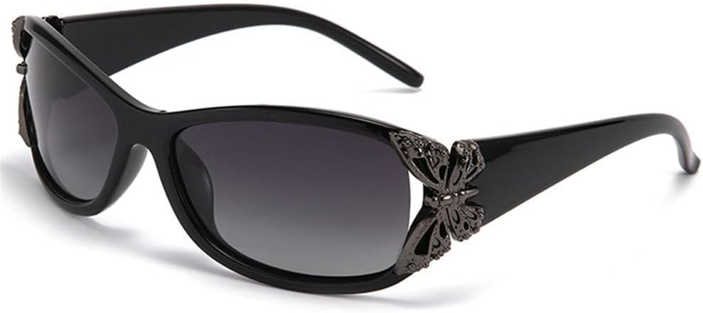 

Поляризованные солнцезащитные очки с обтекаемой формой, дизайном «бабочка», защитой от УФ-излучения UV400, спортивные солнцезащитные очки с козырьком Y2K для вождения и рыбалки KTUCN, Black