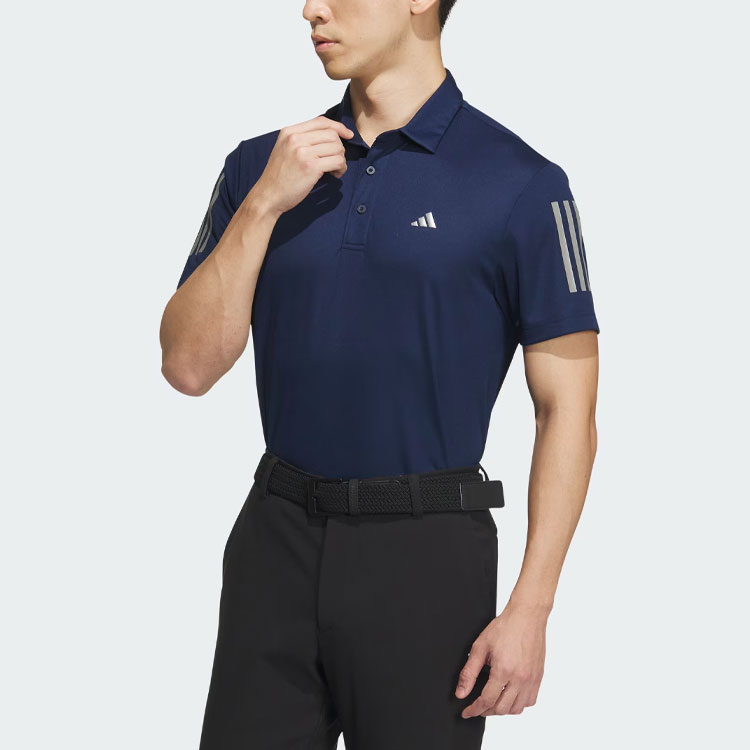 Футболка поло AEROREADY с тремя полосками Мужская Темно-синий Adidas — фото 3