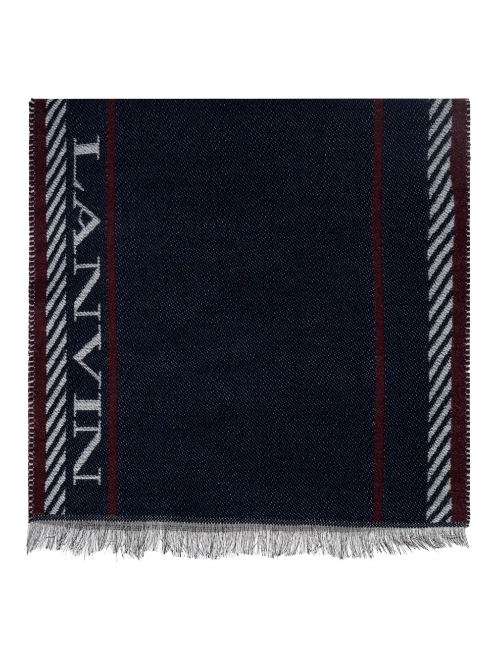 

Шарф с бахромой и логотипом Lanvin, синий