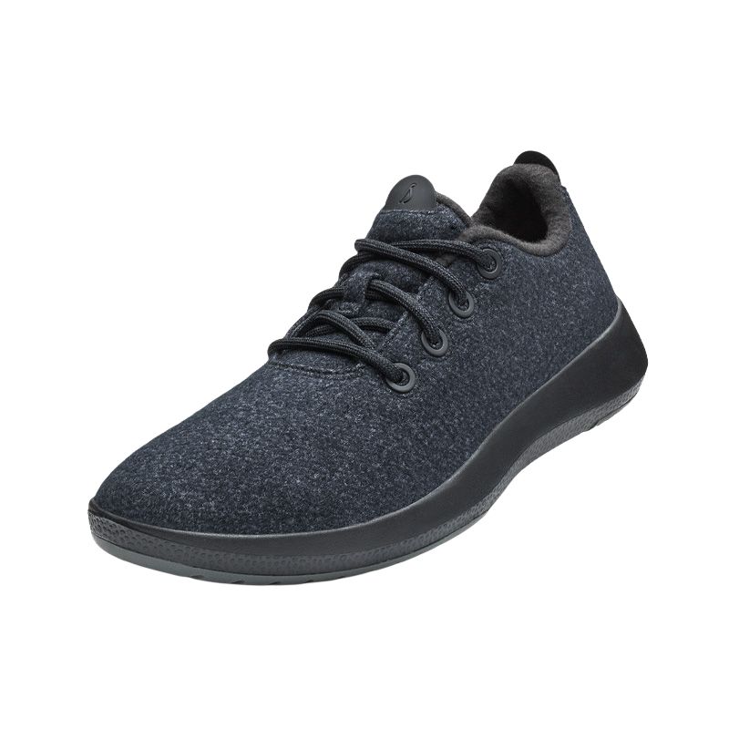 Водоотталкивающие кроссовки Wool Runner Mizzles с противоскользящей подошвой устойчивые к истиранию низкие повседневные кроссовки для мужские Allbirds, черный — фото 3