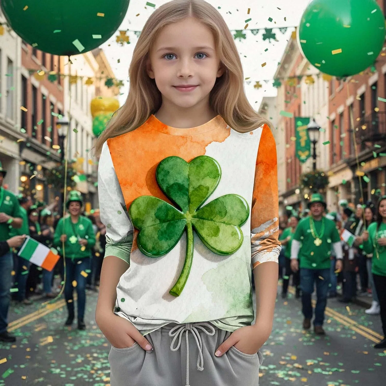 Футболка с принтом Shamrock, Zzalalana, зеленый — фото 2