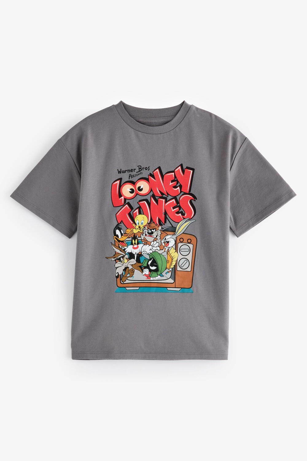 

Футболка большого размера с принтом Looney Tunes, 100% хлопок (3 16 лет) Next, серый