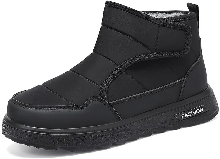 Мужские зимние ботинки Snow Boots водонепроницаемые, утепленные мехом, теплые ботинки до щиколотки, с застежкой-липучкой, удобные для ходьбы на улице Hhhchpm, черный