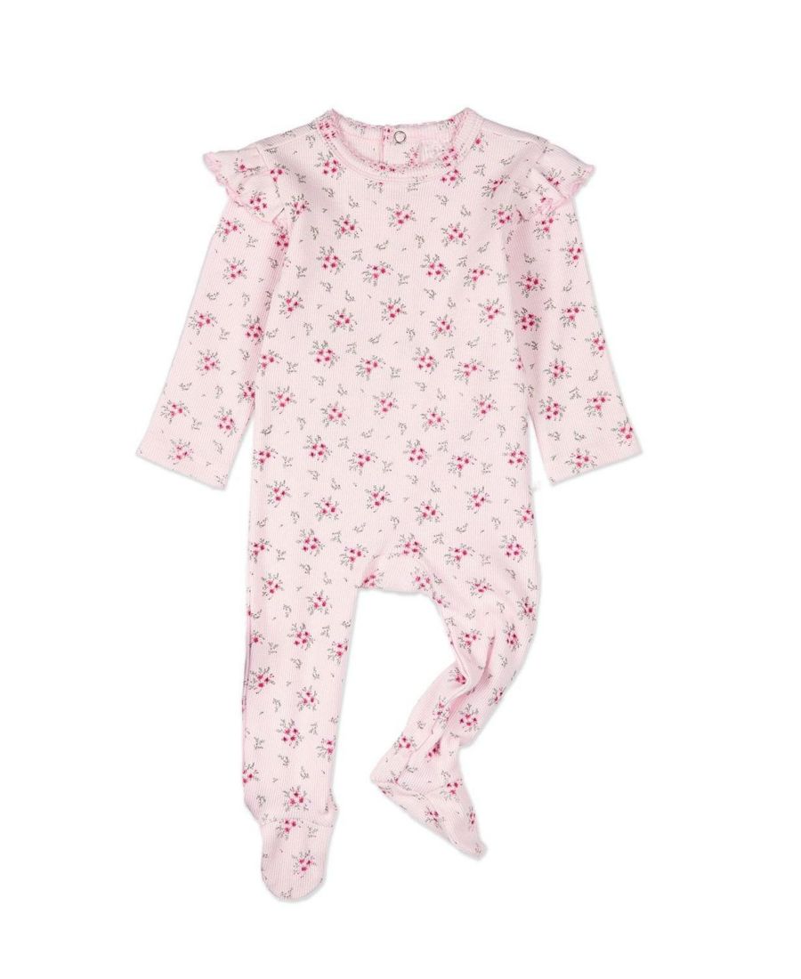 

Детский комбинезон для девочек из хлопка с оборками на рукавах и цветочным принтом, из высококачественного хлопка MeMoi, Pink