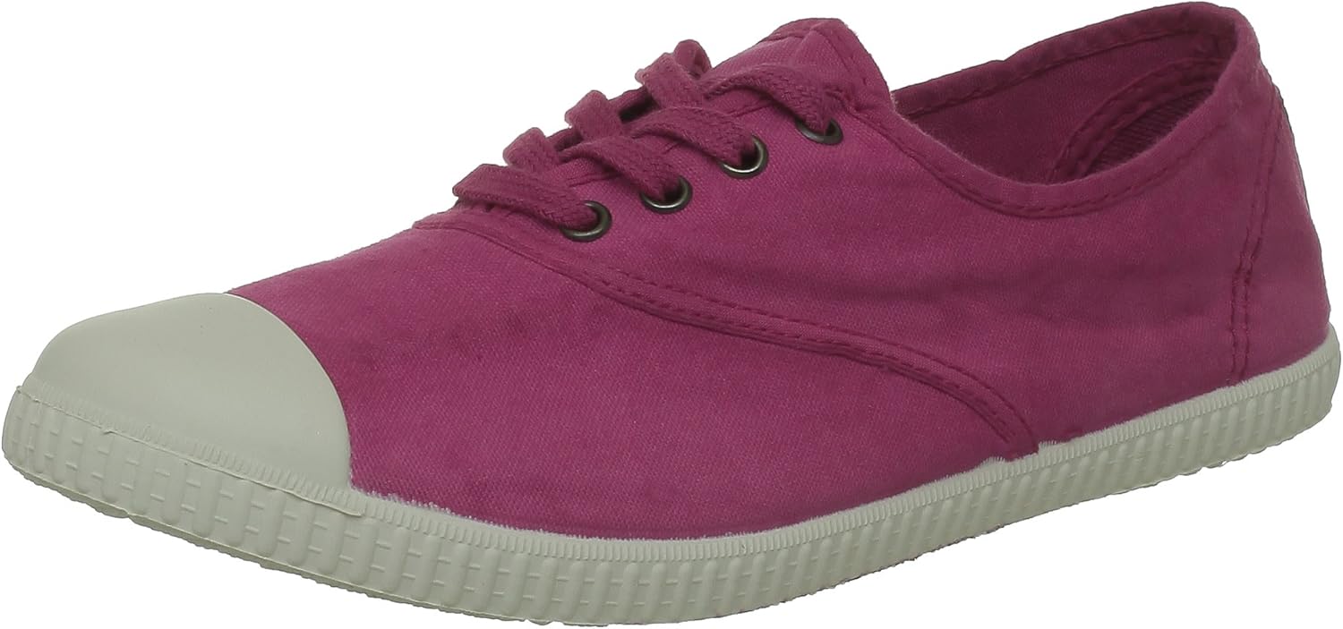 

Женские кеды Victoria английского бренда с тонированным носком из канвы и шнуровкой, фуксия