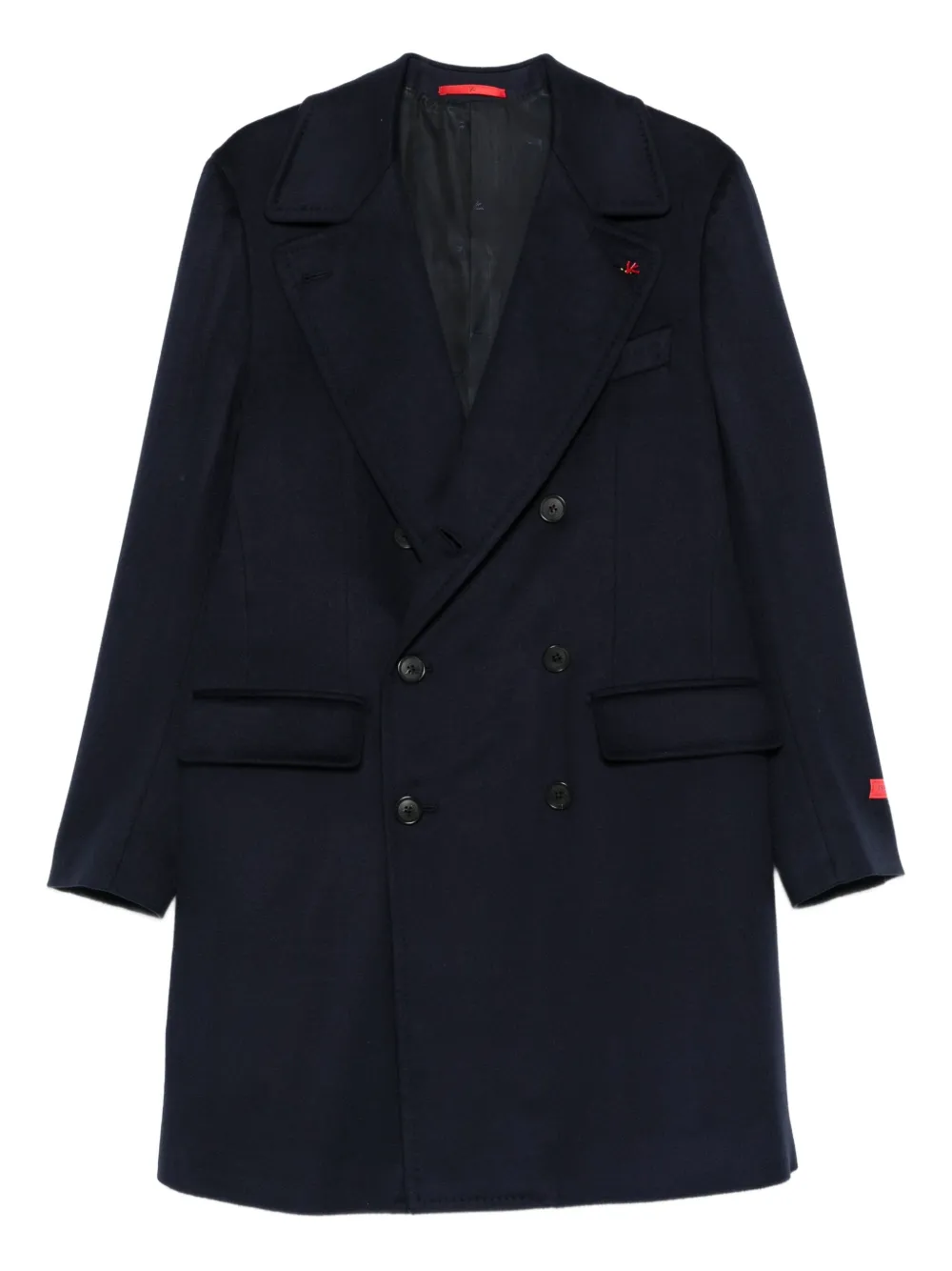 

Двубортное пальто с накладными карманами Isaia, синий