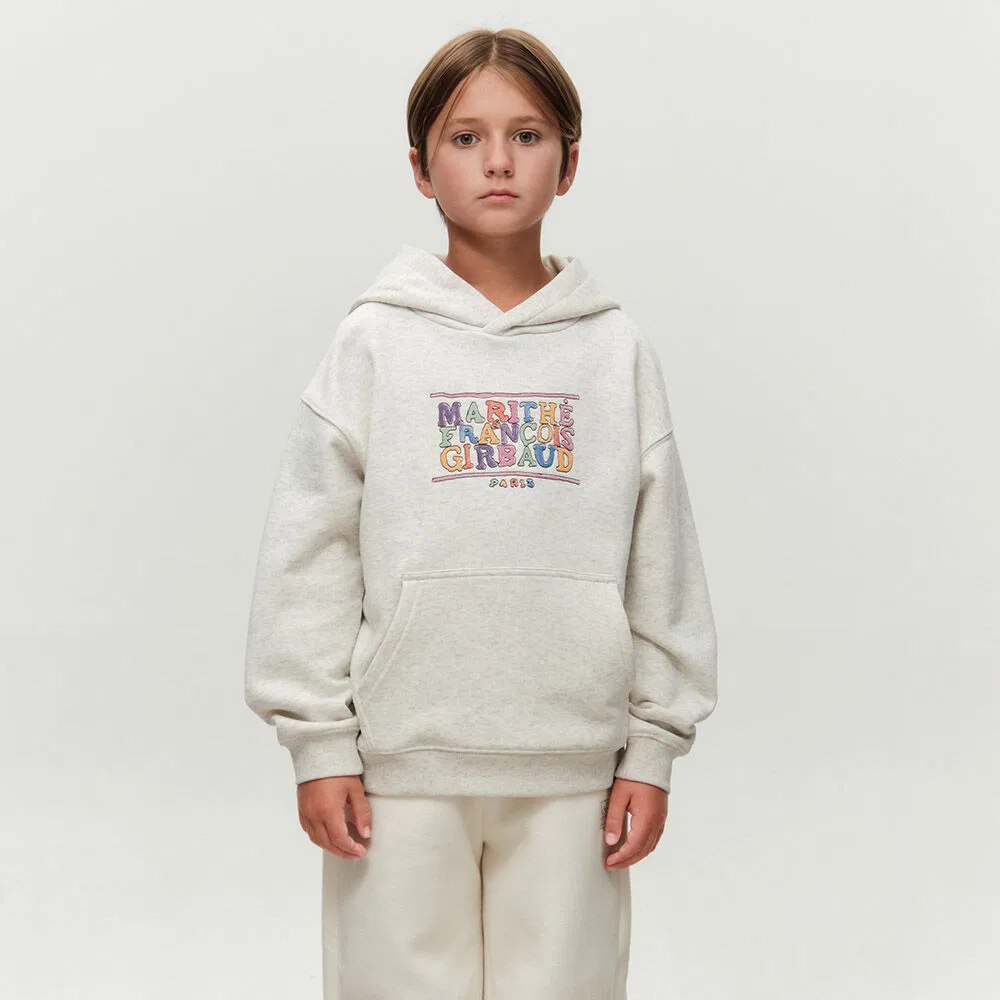 Детское худи с начёсом Doodle Classic Logo, овсяное, от Marithé Kids