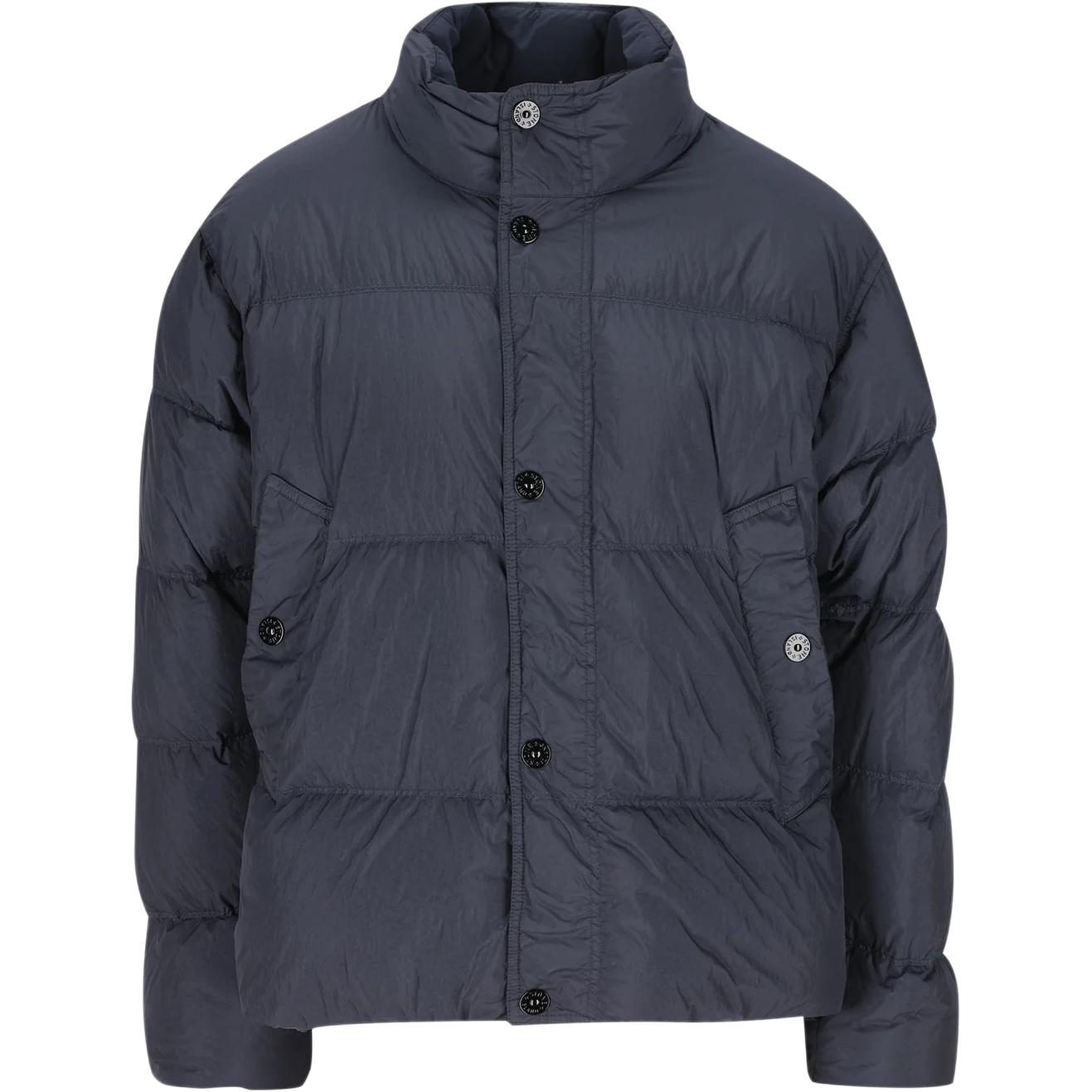 

Пуховая куртка с высоким воротником и нашивкой с логотипом Stone Island, синий