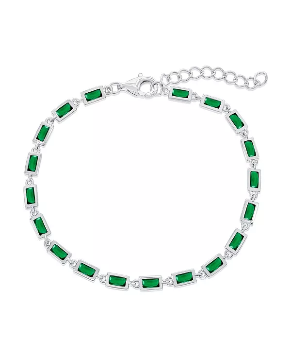 

Браслет из стерлингового серебра с прямоугольной оправой и изумрудами Simona, emerald