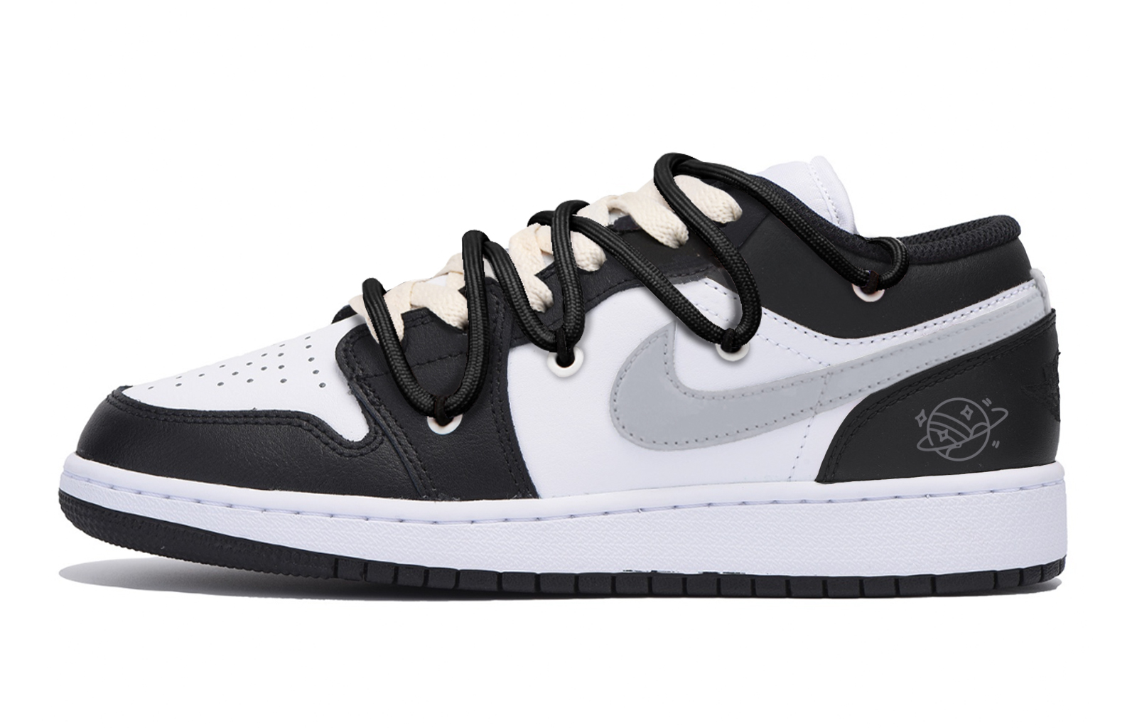 

Jordan Износостойкие, нескользящие, винтажные баскетбольные кроссовки Air 1 с низким верхом, мужские, цвет: черный, белый, серый