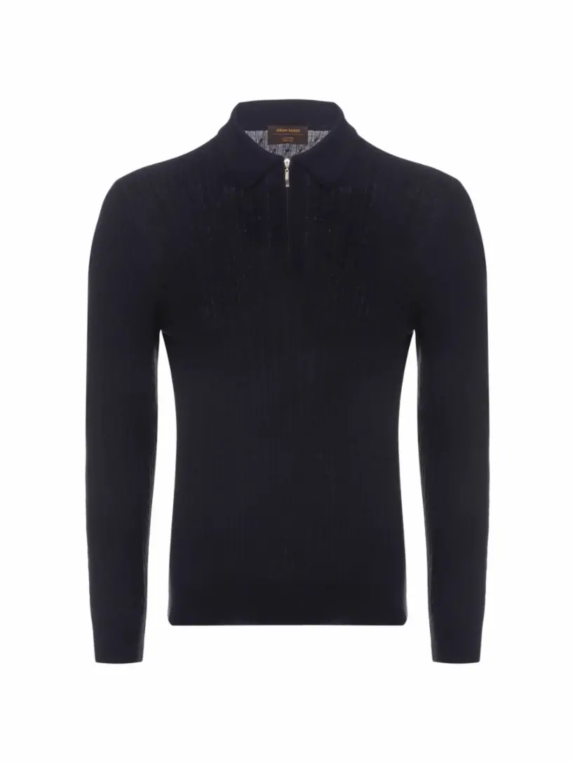 

Шерстяное поло с длинными рукавами Gran Sasso, тёмно-синий