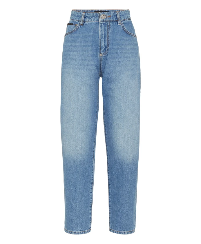 

Джинсовые брюки в стиле "мом" Philipp Plein, синий