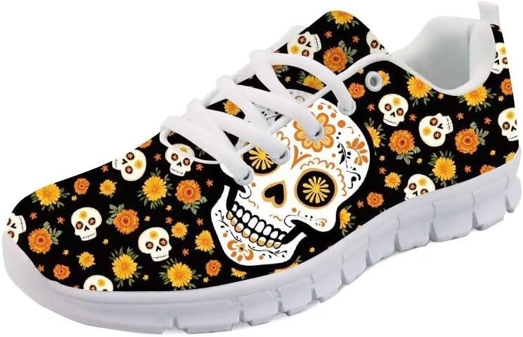 

Женские беговые кроссовки Forchrinse с принтом скелета в стиле тай-дай, унисекс, с черепом, для ходьбы, спорта, модные повседневные и спортивные обувь, Skeleton Floral