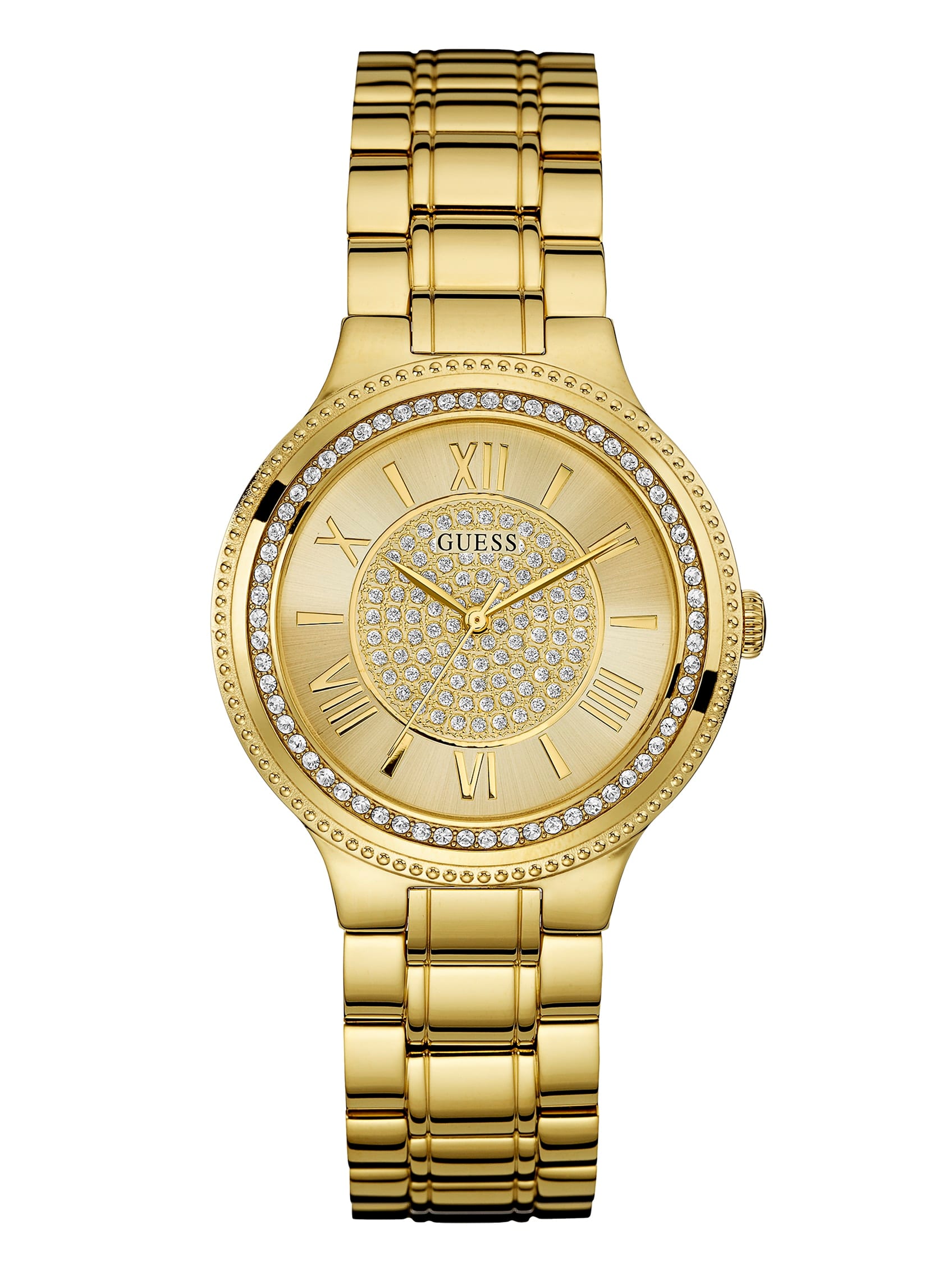 

Аналоговые часы из нержавеющей стали золотистого оттенка Guess Factory, золотой