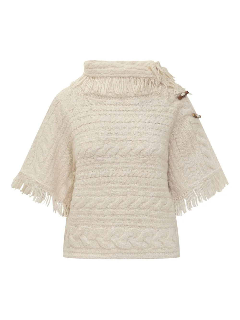 

Кабельный вязаный свитер blanche с бахромой Marant Étoile, бежевый