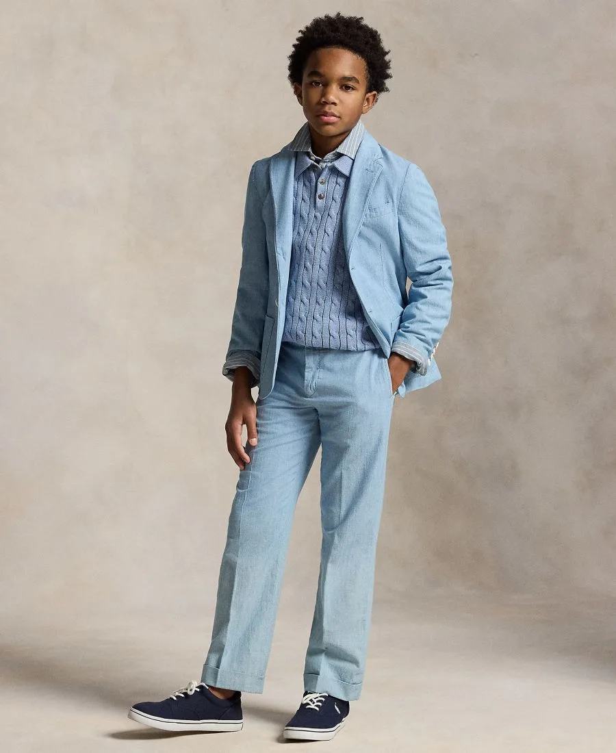Хлопковый поло-свитер крупной вязки для мальчиков 8-20 лет Polo Ralph Lauren, темно-синий — фото 4