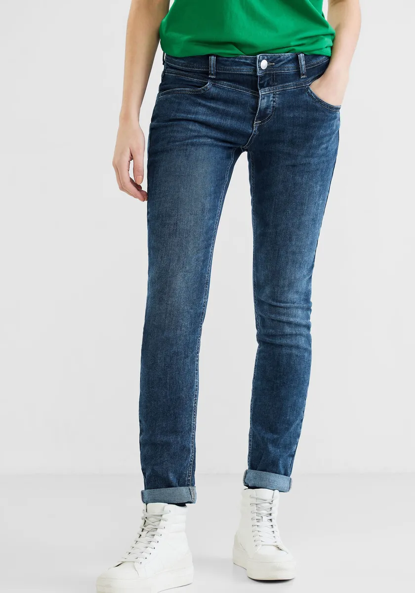 

Узкие джинсы STREET ONE с четырьмя карманами, цвет Deep Indigo Used Wash