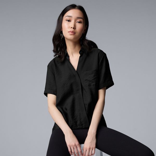 

Женский топ с запахом и струящимся силуэтом Simply Vera Vera Wang, черный