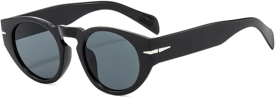 

Винтажные заклепки украшают маленькие овальные солнцезащитные очки для женщин и мужчин, для рыбалки и путешествий, с защитой от УФ-излучения UV400 TVTBBVV, Black Gray